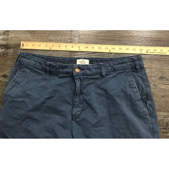 Marine Layer Mens Size 34 Blue Flat Front Casual Chino Shorts - Picture 4 of 5